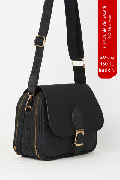 Vivaq Kadın Yonca Siyah 4 Cepli Kapaklı Kolon Askılı Fermuar ve Çıt Çıt Kapam...