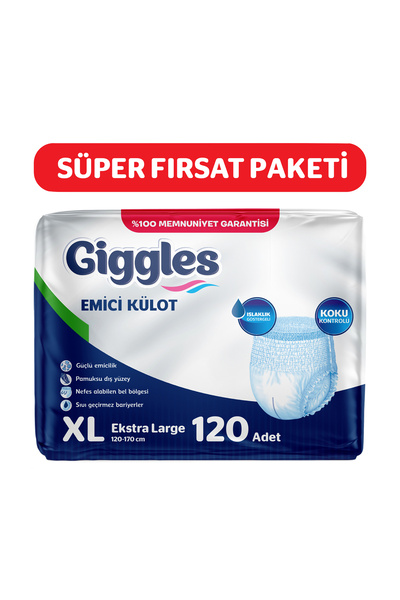 giggles Yetişkin Emici Külot Bez Ekstra Büyük Boy (XL) Bel Boyu 120-170cm 4 p...