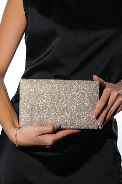 LuviShoes Γυναικεία βραδινή τσάντα HEROLD Gold Glitter