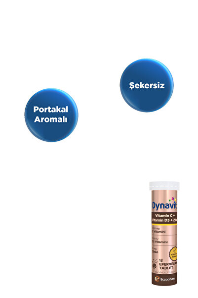 Dynavit Vitamin C & Vitamin D3 & Çinko 15 Efervesan Tablet - Şekersiz Portakal Aromalı - Bağışıklık