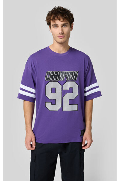 Champion Crewneck T-Shirt Mor Erkek Tişört-220367-VS025