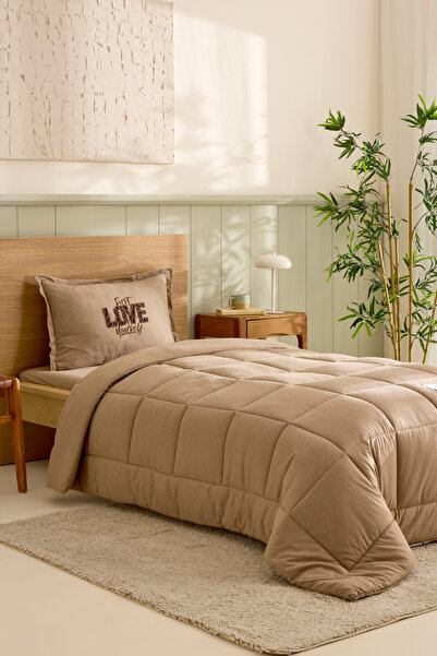 Karaca Home Μπεζ Χρώμα Μονό Βαμβακερό Comfort Σετ - Μοτό