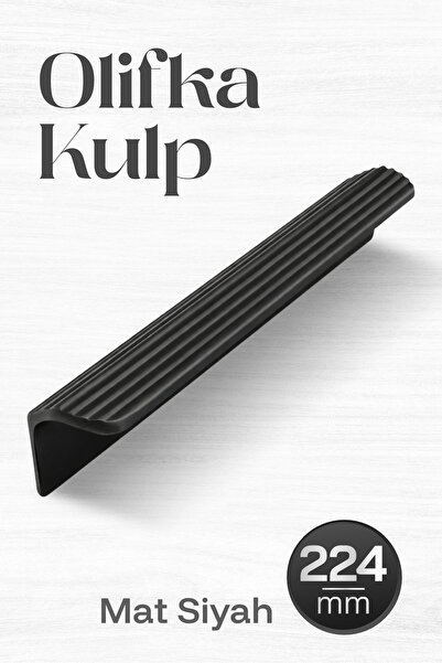 Badem10 Olifka Çizgili Mat Siyah Çekmece Kul 224 mm Modern Lüks Mobilya Dolap...