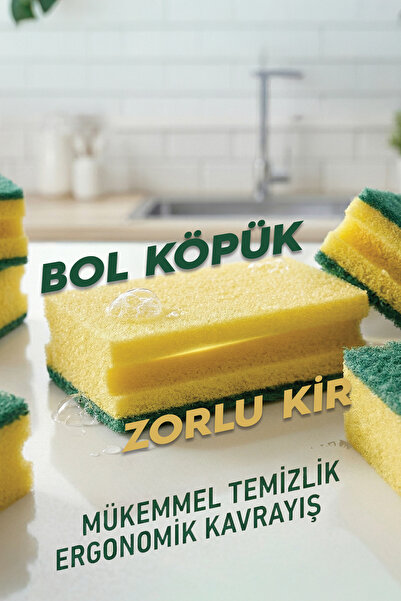 Parex Klasik Yeşil Sünger Oluklu 5'li Paket İkili Set