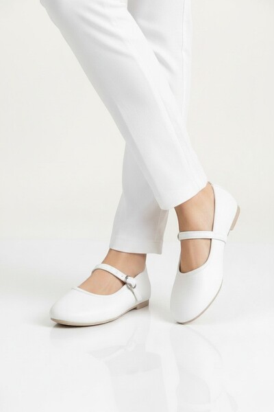 Modafırsat Γυναικεία φλατ, λευκά ζωνάρια, ελαφριά άνετα, κομψά, επαγγελματικά...