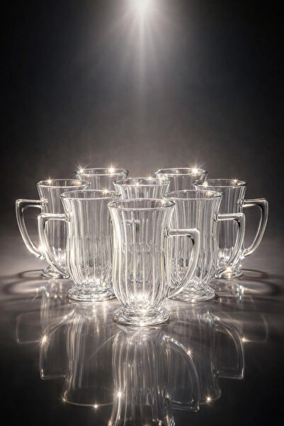 Paşabahçe Set of 6 Glass Latte Cups |   Heat Resistant Transparent Glass Coff...