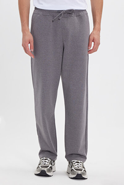 Tudors Ανδρικό γκρι βαμβακερό πλεκτό παντελόνι φόρμας με άνετη εφαρμογή, κορδ...