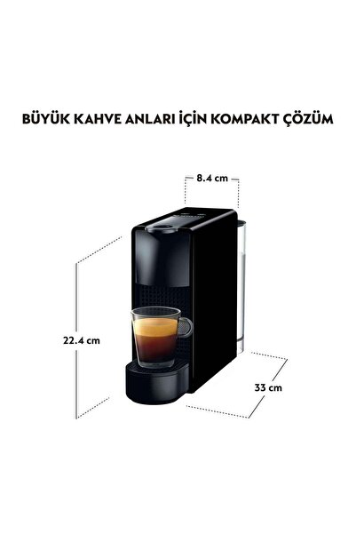 Nespresso Essenza Mini C35 Siyah Kahve Makinesi & Aeroccino 3 Süt Köpürtücü Kahve Seti