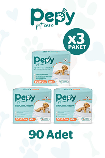 PEPY 60x90 Hijyenik Tuvalet Eğitim Pedi 30'lu 3 Paket 90 Adet