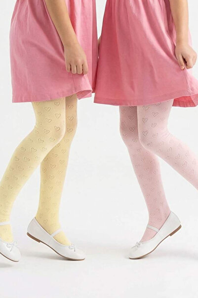 TRENDYOLKIDS Жълто-розови чифт чорапогащи за момичета TKDSS26CO00020