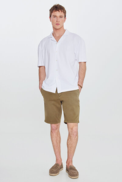 AC&Co / Altınyıldız Classics Ανδρικό πλεκτό πουκάμισο από λευκό βαμβάκι Comfo...