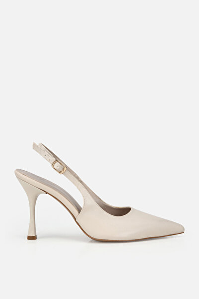 Yaya by Hotiç Γυναικεία παπούτσια με μπεζ σχέδιο, μυτερή μύτη, ανοιχτή πλάτη ...