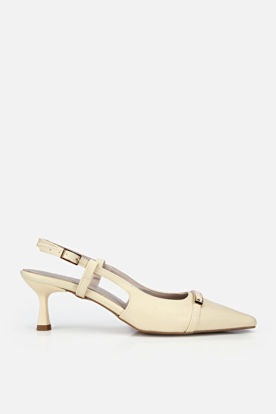 Yaya by Hotiç Γυναικεία ανοιχτόχρωμα κίτρινα παπούτσια με μυτερή μύτη, χρυσή ...