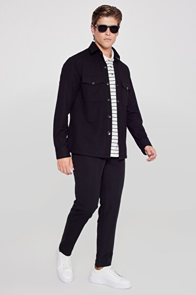 AC&Co / Altınyıldız Classics Ανδρικό μαύρο παντελόνι εφαρμοστό με λεπτή εφαρμ...