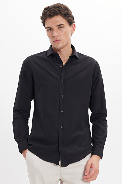 Tudors Μακρυμάνικο βαμβακερό Easy Iron Ανδρικό πουκάμισο με λεπτή εφαρμογή