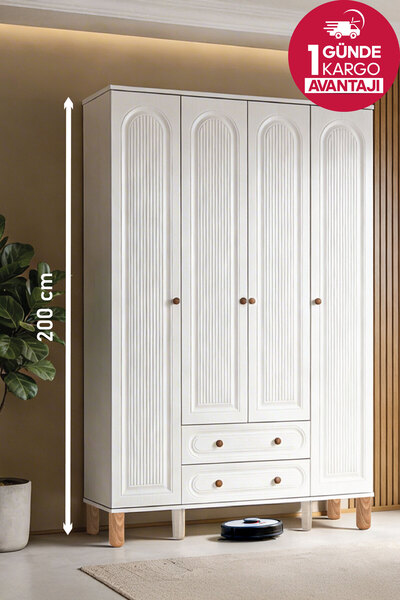 Bohera Bohemian Four Door Cabinet (with MDF cover, high legs, two drawers , 200cm high)