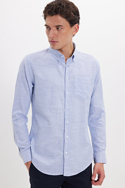 Tudors Ανδρικό πουκάμισο εφαρμοστό Slim Fit 100% με γιακά με Βαμβάκι κουμπιά ...