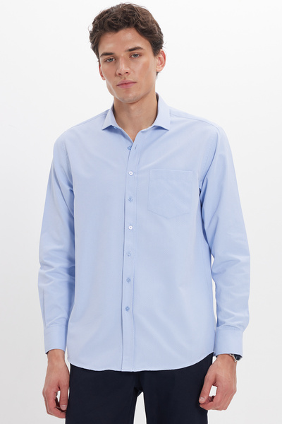 Tudors Μπλε πουκάμισο με μοτίβο για ανδρικό γιακά Dobby με κανονική εφαρμογή