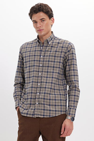 Tudors Κανονική εφαρμογή, κλασική γραμμή, γιακάς με κουμπιά, μικρό καρό, ανδρ...