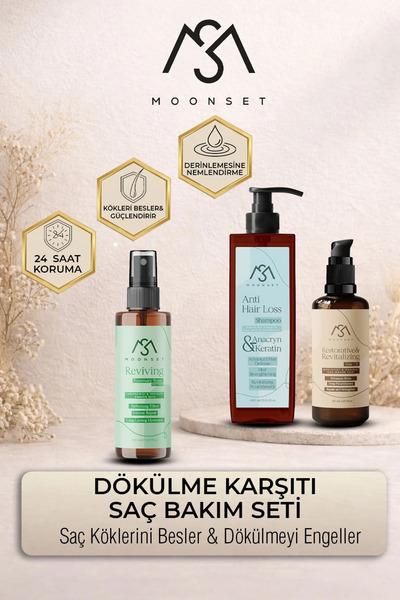 moonset Dökülme Karşıtı Şampuan, Yağ & Tonik: Canlı Ve Güçlü Saçlar Için 3'lü...
