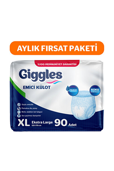 giggles Yetişkin Emici Külot Bez Ekstra Büyük Boy (XL) Bel Ölçüsü 120-170cm 3...