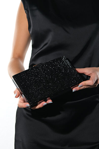 LuviShoes Γυναικεία βραδινή τσάντα φορέματος HEROLD Black Glitter