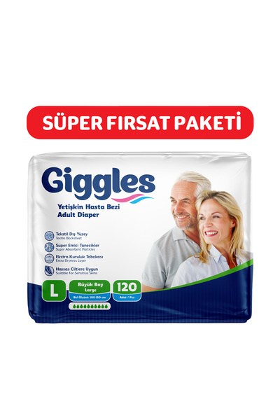 giggles Yetişkin Bel Bağlamalı Hasta Bezi Large 30'lu 4 Paket 120 Adet
