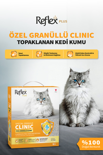 Reflex Plus Özel Granüllü 'Klinik' Topaklanan Kedi Kumu 10L