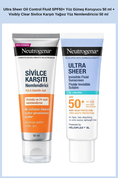 Neutrogena Ultra Sheer Oil Control Fluid SPF50+ Yüz Güneş Koruyucu 50 ml + Vi...