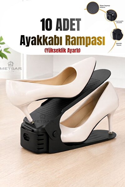 10 Height Adjustable Shoe Ramp,Shoe Rack Organizer - Space Saving Shoe Organizer