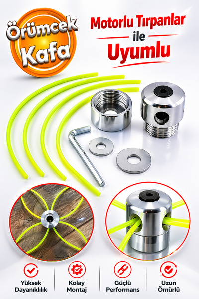 Badem10 Motorlu Tırpan Çim Biçme Örümcek Kafa Misinası Ipi Yedeği Tan Tırpan ...