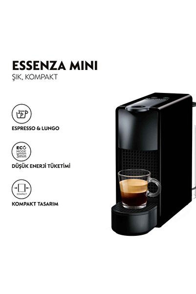 Nespresso Essenza Mini C35 Siyah Kahve Makinesi & Aeroccino 3 Süt Köpürtücü Kahve Seti