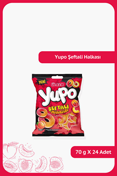 Ülker YUPO Jelly Şeftali Halkası - 70 gram - 24 Adet
