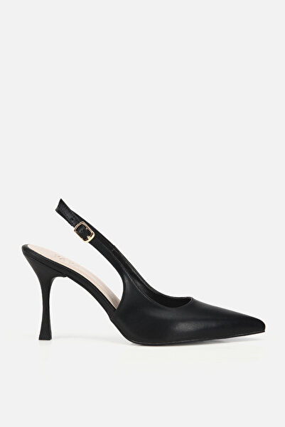 Yaya by Hotiç Γυναικεία παπούτσια με μαύρο σχέδιο, με μυτερή μύτη, ανοιχτή πλ...