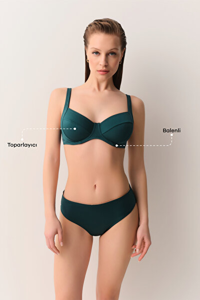 SUWEN Μπλούζα μπικίνι με ενισχυτικά στηρίγματα και αξεσουάρ για σύσφιξη