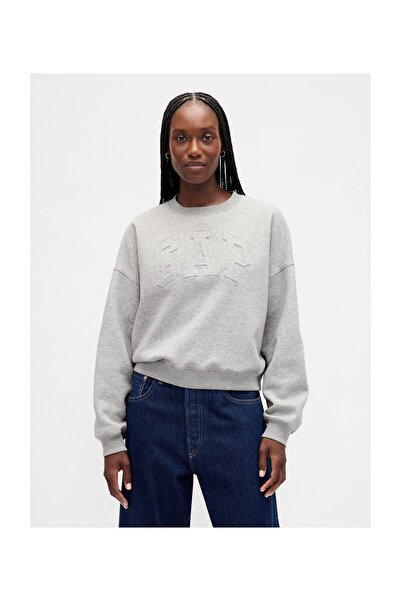 GAP Φούτερ Γυναικείο Μέγεθος S Ανοιχτό Γκρι Μελανζέ χρώμα 100% Βαμβάκι Καλύτε...