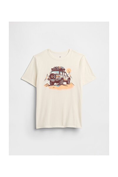 GAP Μπλουζάκι Αγορίστικο Μέγεθος L Χρώμα Ελεφαντόδοντο Παγωμένο 100% Βαμβάκι