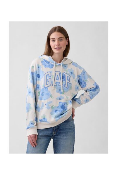 GAP Φούτερ Γυναικείο Μέγεθος XL Λευκό Μπλε Φλοράλ 100% Βαμβάκι Καλύτερο Βαμβά...