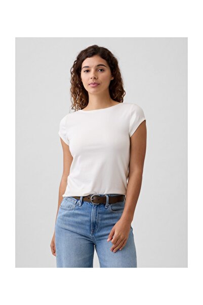 GAP Μπλουζάκι Γυναικείο Μέγεθος XL Χρώμα Ελεφαντόδοντο Παγωμένο 96% ΒΑΜΒΑΚΙ 4...