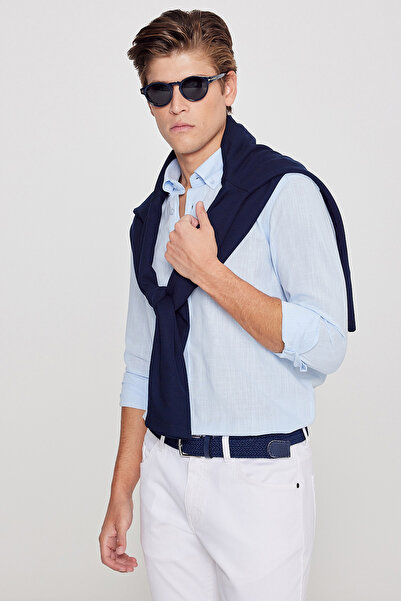 AC&Co / Altınyıldız Classics Ανδρικό γαλάζιο 100% βαμβακερό πουκάμισο Oxford ...