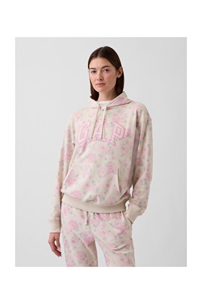 GAP Φούτερ Γυναικείο Μέγεθος XL Ροζ Φλοράλ 100% Βαμβάκι Καλύτερο Βαμβάκι (BCI)