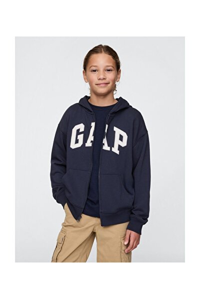 GAP Φούτερ Boy's Gap Logo Χαλαρό φερμουάρ Navy Blue