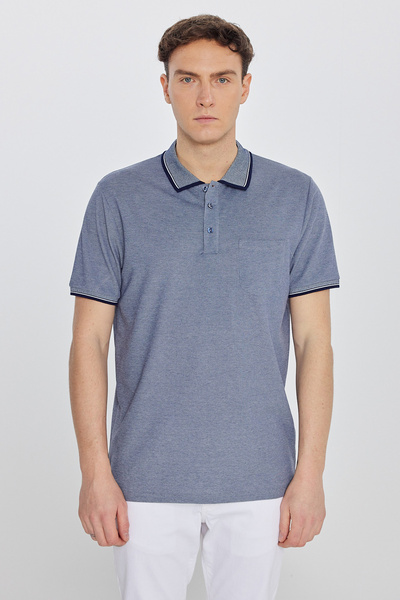 AC&Co / Altınyıldız Classics Ανδρικό μπλουζάκι τσέπης με κολάρο πόλο Navy Blu...