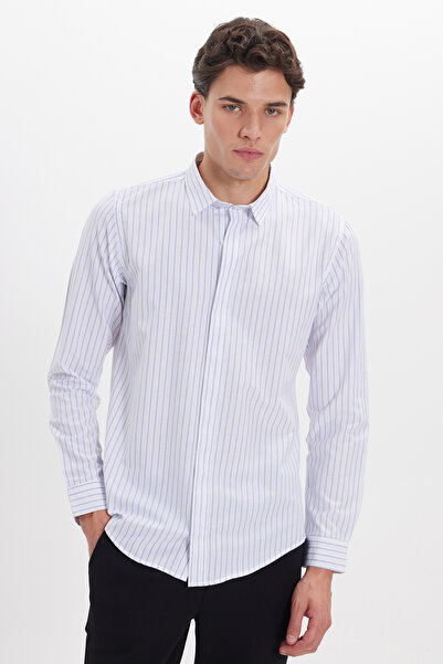 Tudors Μακρυμάνικο βαμβακερό Easy Iron Ανδρικό πουκάμισο με λεπτή εφαρμογή