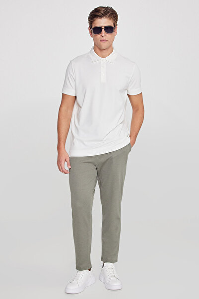 AC&Co / Altınyıldız Classics Ανδρικό χακί βαμβακερό παντελόνι jogger με ελαστ...