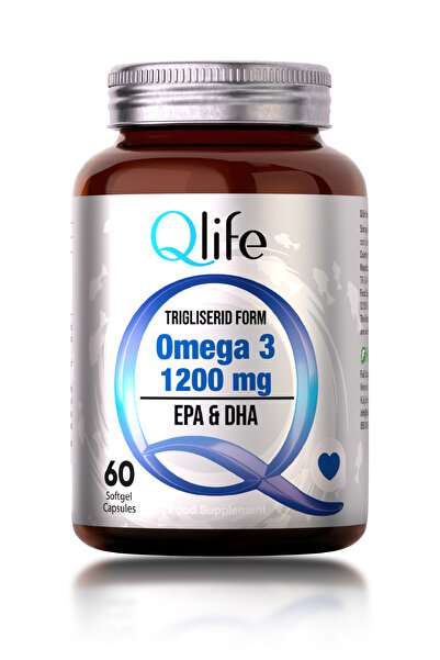 Qlife Omega 3 Balık Yağı Trigliserid Form - Yüksek EPA & DHA 1200mg 60 Softje...