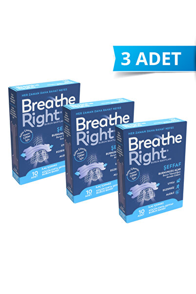 Breathe Right Burun Bandı Şeffaf, Hassas Ciltler için 10'lu (Horlama ve Burun...
