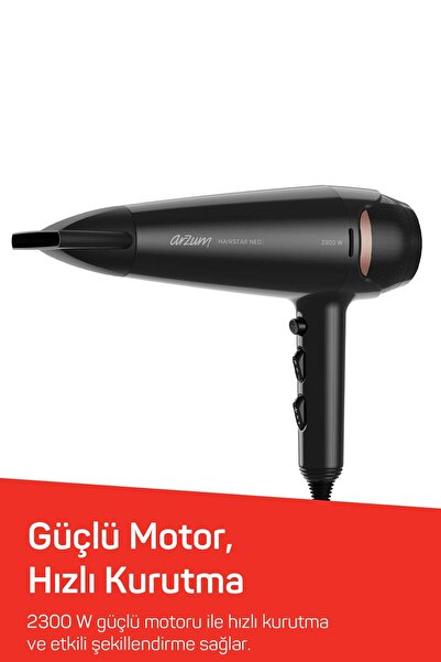 Arzum AR5134 Hairstar Neo Saç Kurutma Makinesi 2300 W, Soğuk Hava Fonksiyonu, Siyah