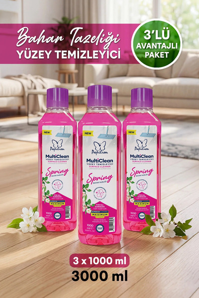 Papilion Bahar Tazeliği Hijyenik Yüzey Temizleyici 3x1000 ML Ferah Temizlik Ç...