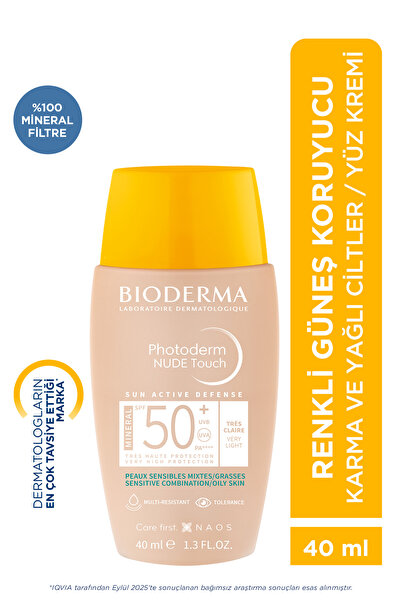 Bioderma Photoderm Nude Touch SPF50+ Salisilik Asit İçeren Kapatıcı Etkili Gü...